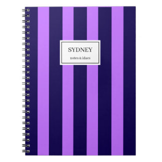 Classic Striped Notebook Custom Name Journal  Notizblock