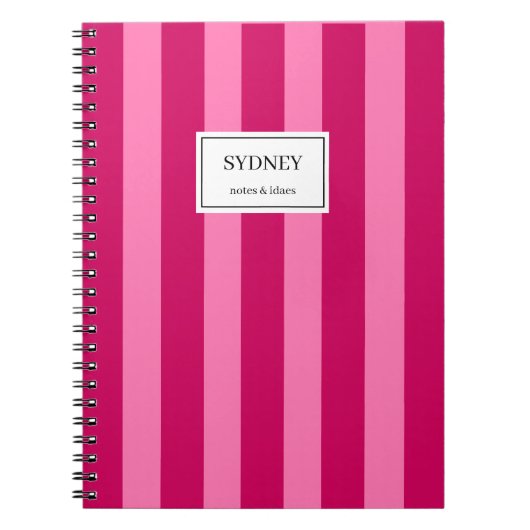 Classic Striped Notebook Custom Name Journal  Notizblock (Vorderseite)