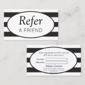 Classic Stripes Black Refer a Friend Empfehlungskarte (Vorne/Hinten)