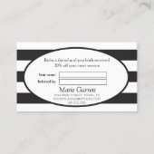 Classic Stripes Black Refer a Friend Empfehlungskarte (Rückseite)