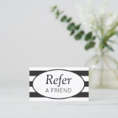 Classic Stripes Black Refer a Friend Empfehlungskarte (Stehend Vorderseite)