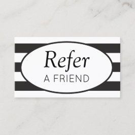 Classic Stripes Black Refer a Friend Empfehlungskarte