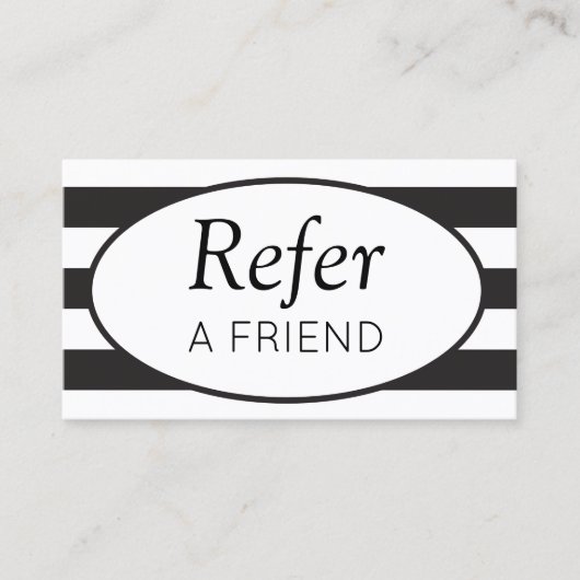 Classic Stripes Black Refer a Friend Empfehlungskarte (Vorderseite)