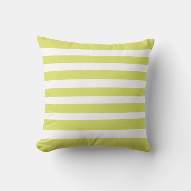 Classic Stripes Celery Green und White Kissen (Vorderseite)