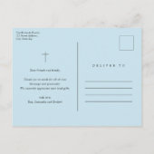 Classic Stripes Gold Cross Foto Taufe Vielen Dank Einladungspostkarte (Rückseite)