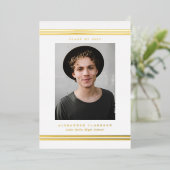 Classic Stripes Moderne Foto Graduation Party Folieneinladung (Stehend vorne)