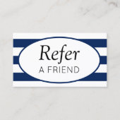 Classic Stripes Navy Refer a Friend Empfehlungskarte (Vorderseite)