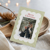 Classic Stripes Photo Holiday Card Feiertagskarte