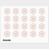 Classic Stripes Wedding Monogram Address Label Runder Aufkleber (Blatt)