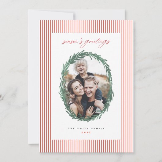 Classic Stripes Weihnachtskartentafel Feiertagskarte (Vorderseite)
