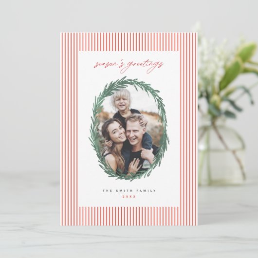 Classic Stripes Weihnachtskartentafel Feiertagskarte (Stehend Vorderseite)
