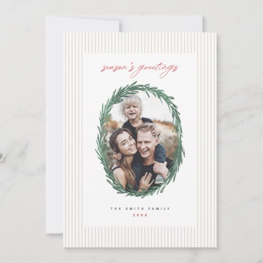 Classic Stripes Weihnachtskartentafel Feiertagskarte (Vorderseite)