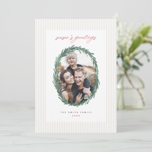 Classic Stripes Weihnachtskartentafel Feiertagskarte (Stehend Vorderseite)