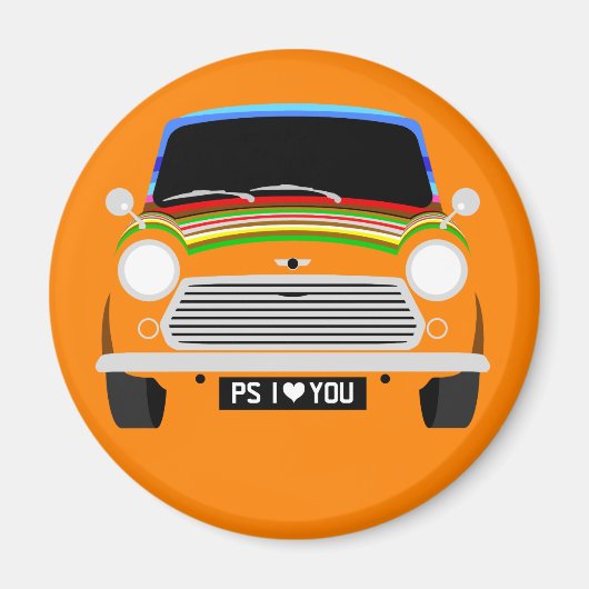 Classic Stripey Austin Mini Cooper Auto Magnet (Vorne)