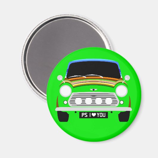 Classic Stripey Austin Mini Cooper Auto Magnet (Vorderseite/Rückseite)