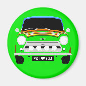 Classic Stripey Austin Mini Cooper Auto Magnet (Vorne)