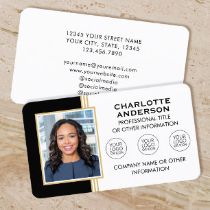 Classic Style Custom ID Foto Black Visitenkarte