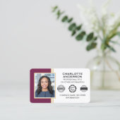 Classic Style Custom ID Foto Plum Gold Visitenkarte (Stehend Vorderseite)