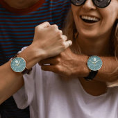 Classic style engraved couple  green armbanduhr