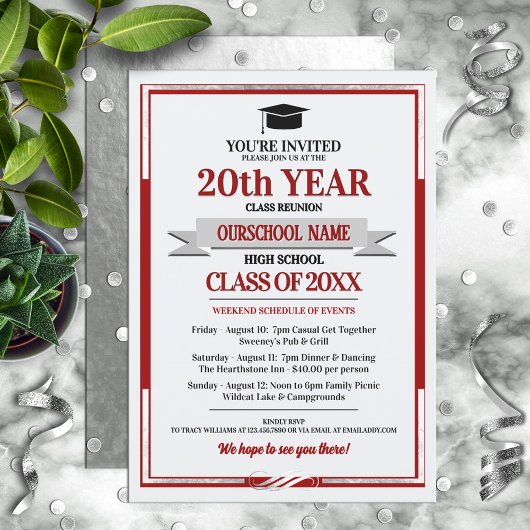 Classic Style School Colors Class Wiedersehen Einladung