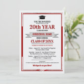 Classic Style School Colors Class Wiedersehen Einladung (Stehend Vorderseite)