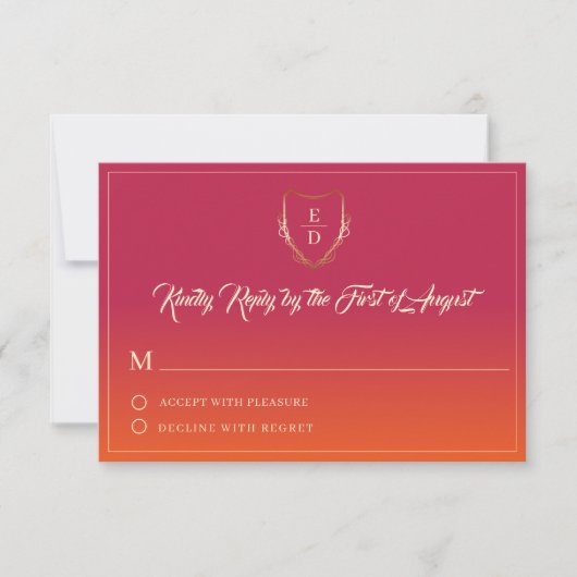 Classic Summer Wedding Burgundy Orange Elegant RSVP Karte (Vorderseite)