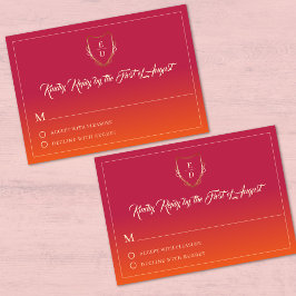 Classic Summer Wedding Burgundy Orange Elegant RSVP Karte