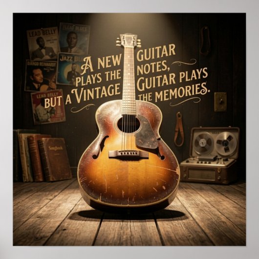 Classic Sunburst Hollow Body Guitar Poster (Vorne)