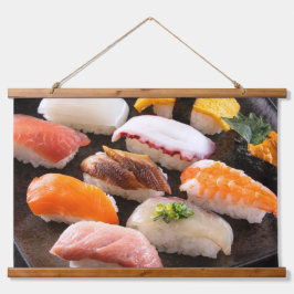 Classic Sushi Medley Tapestry – Art of Flavor Wandteppich Mit Holzrahmen