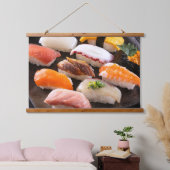Classic Sushi Medley Tapestry – Art of Flavor Wandteppich Mit Holzrahmen (Schlafzimmer)