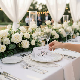 Classic Swan Monogram Pink Border Wedding Tischnummer