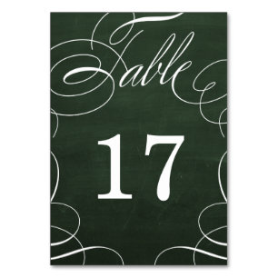 Classic Swash Chalkboard Wedding Tischnummer Card