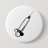 Classic Syringe Sketch Medical Equipment Button (Vorderseite)