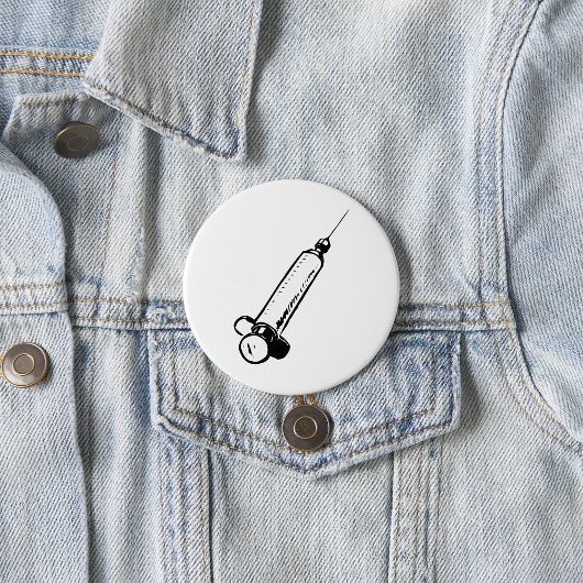 Classic Syringe Sketch Medical Equipment Button
