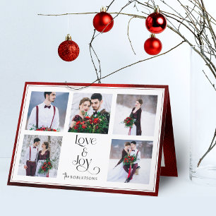 Classic Tailored Liebe & Joy Typografy 5-Foto Feiertagskarte