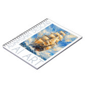 Classic Tall Ship at Sea – Impasto Nautical Art Notizblock (Linke Seite)