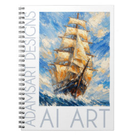 Classic Tall Ship at Sea – Impasto Nautical Art Notizblock