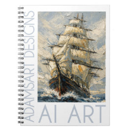 Classic Tall Ship at Sea – Impasto Nautical Art Notizblock
