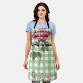 Classic tartan in green with pink floral Funny  Schürze (Getragen)