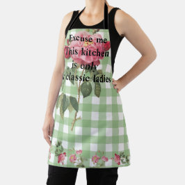 Classic tartan in green with pink floral Funny  Schürze