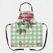 Classic tartan in green with pink floral Funny  Schürze (Vorderseite)