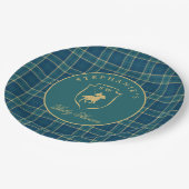 Classic Tartan Kariert Polo Reittier Babydusche Pappteller (Schrägansicht)