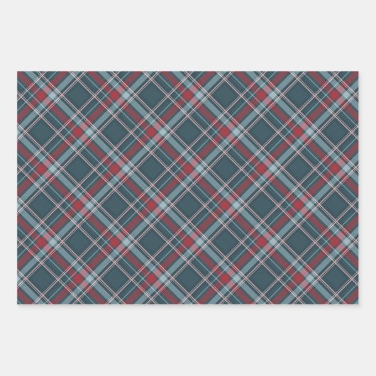 Classic Tartan Kariert Red Aquamarin Green Christm Geschenkpapier Set (Vorderseite 3)