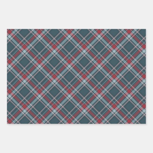 Classic Tartan Kariert Red Aquamarin Green Christm Geschenkpapier Set (Vorderseite 2)