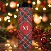 Classic Tartan Kariert Red Christmas Monogram Thermosbecher