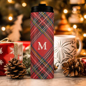 Classic Tartan Kariert Red Christmas Monogram Thermosbecher