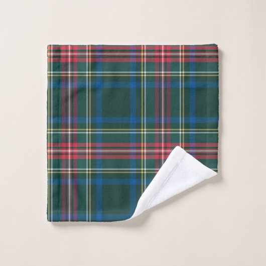 Classic Tartan Karierte Weihnachtsinitials Preppy Badhandtuch Set (Waschlappen)