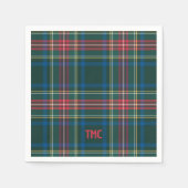 Classic Tartan Karierte Weihnachtsinitials Preppy Serviette (Vorderseite)