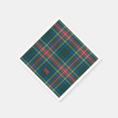 Classic Tartan Karierte Weihnachtsinitials Preppy Serviette (Ecke)