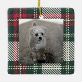 Classic Tartan Kariertes Weihnachtsfest Foto Zeitl Keramikornament